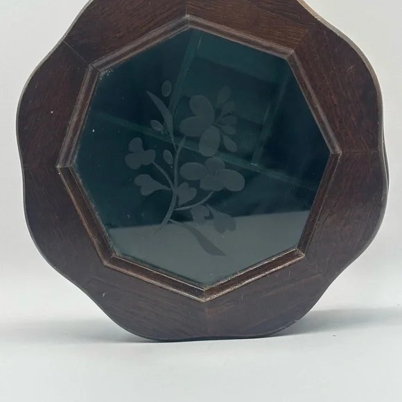 Wooden Octagonal Ring Earring Holder Jewelry Box with Glass Top Styled by Mele - Picture 5 of 9